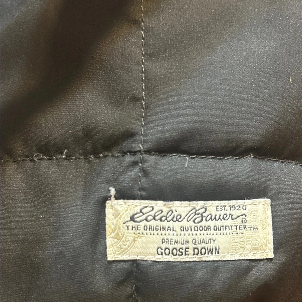 Eddie Bauer Premium Quality Goose Down Quilted Black Zipper Storage Bag 15.5”x12